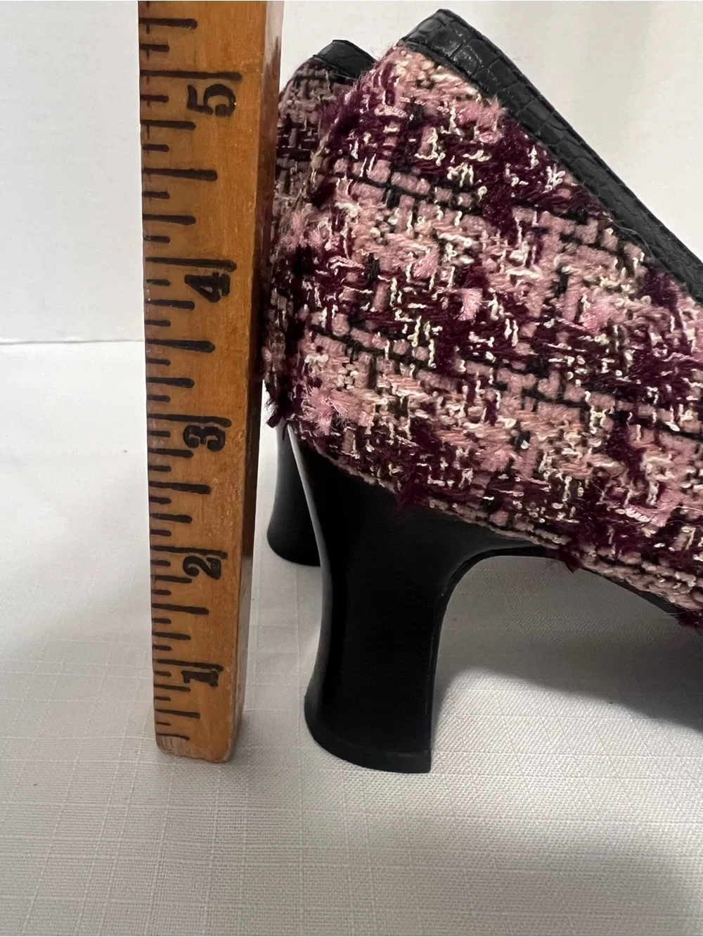 Vintage Mudd Y2K Rockabilly Goth Pink Tweed Mid Heel Pumps Retro Heels Size 9